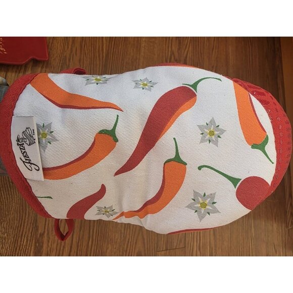 Fiesta Oven Mitts Mini Pot Holder Chili Peppers Fiestaware Red White 5.5"x8" NWT - Picture 6 of 7